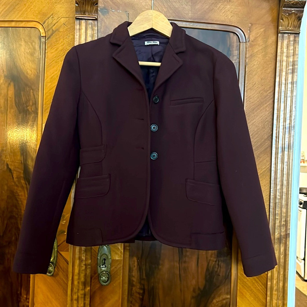 Miu Miu burgundy short blazer